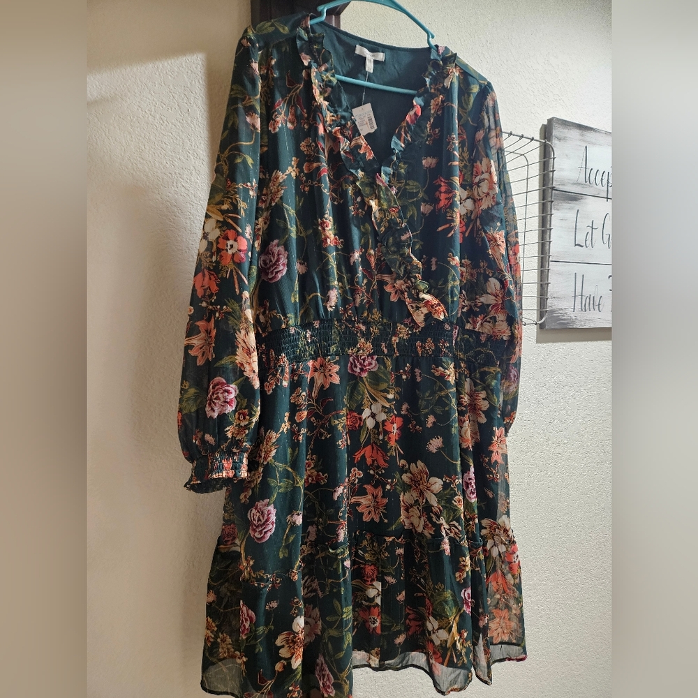 Womens Maurices green floral dress size 3X